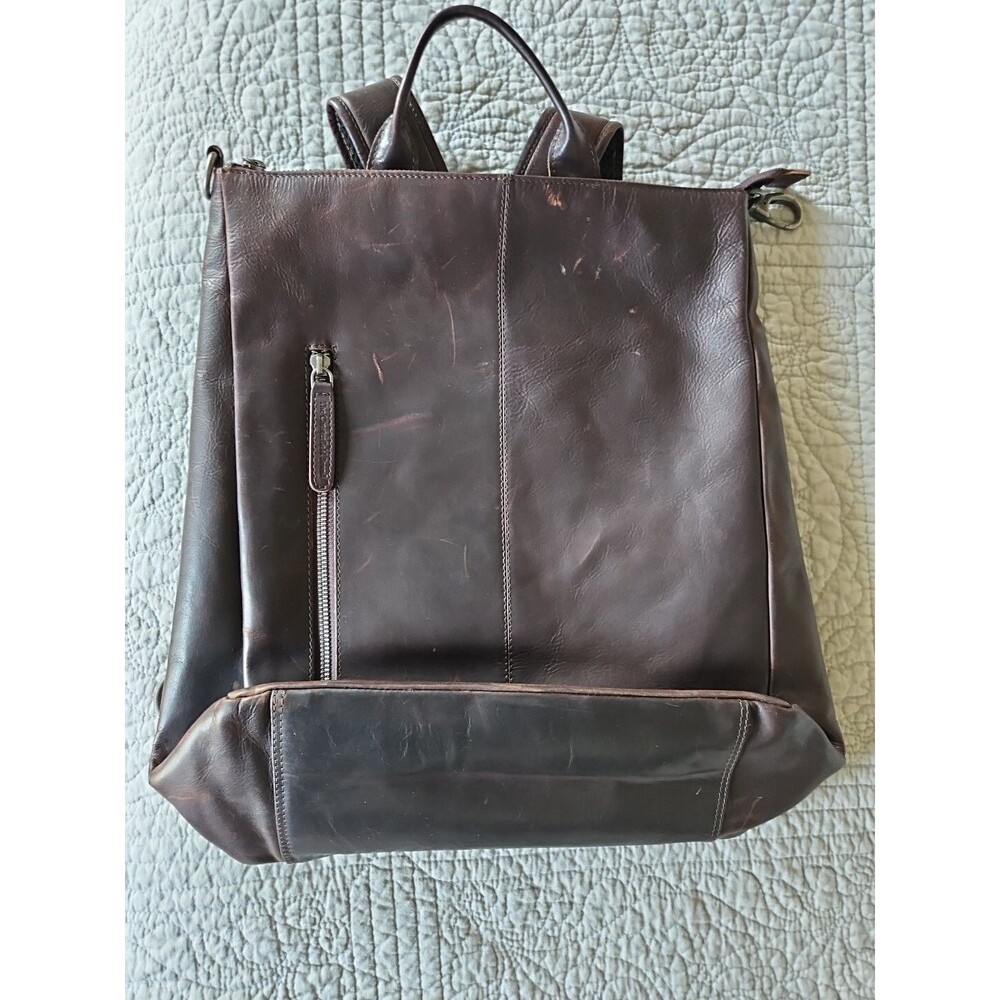 The Chesterfield Brand Dark Brown Genuine Leather Backpack Satchel Bag